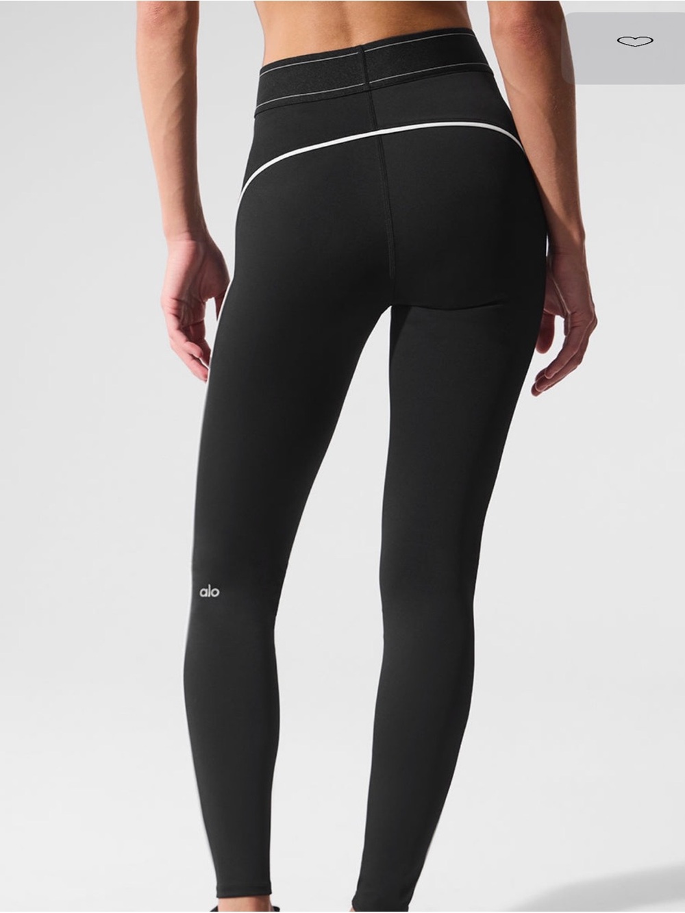 ALO air-lift Yoga Black High-Rise Leggings with Logo Waistband - Picture 3 of 4